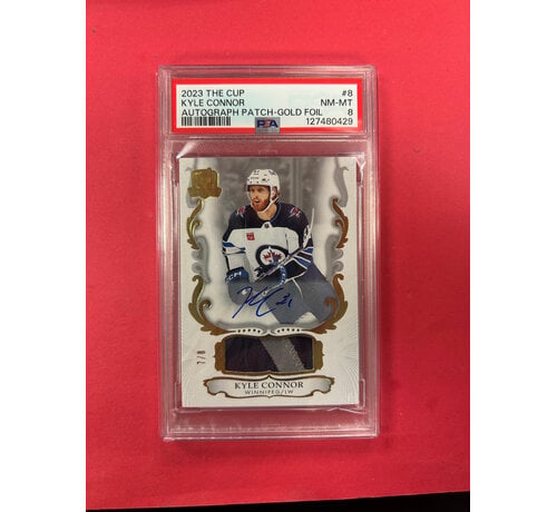 UPPER DECK 2023 UPPER DECK THE CUP KYLE CONNOR AUTOGRAP PATCH GOLD FOIL /8 PSA GRADED 8