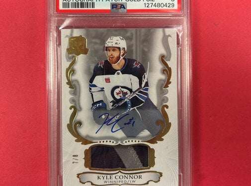 UPPER DECK 2023 UPPER DECK THE CUP KYLE CONNOR AUTOGRAPH PATCH GOLD FOIL /8 PSA GRADED 8
