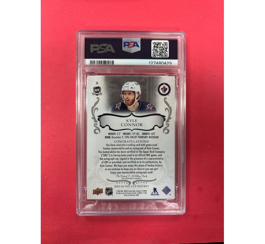 2023 UPPER DECK THE CUP KYLE CONNOR AUTOGRAP PATCH GOLD FOIL /8 PSA GRADED 8