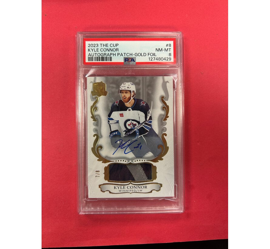 2023 UPPER DECK THE CUP KYLE CONNOR AUTOGRAP PATCH GOLD FOIL /8 PSA GRADED 8