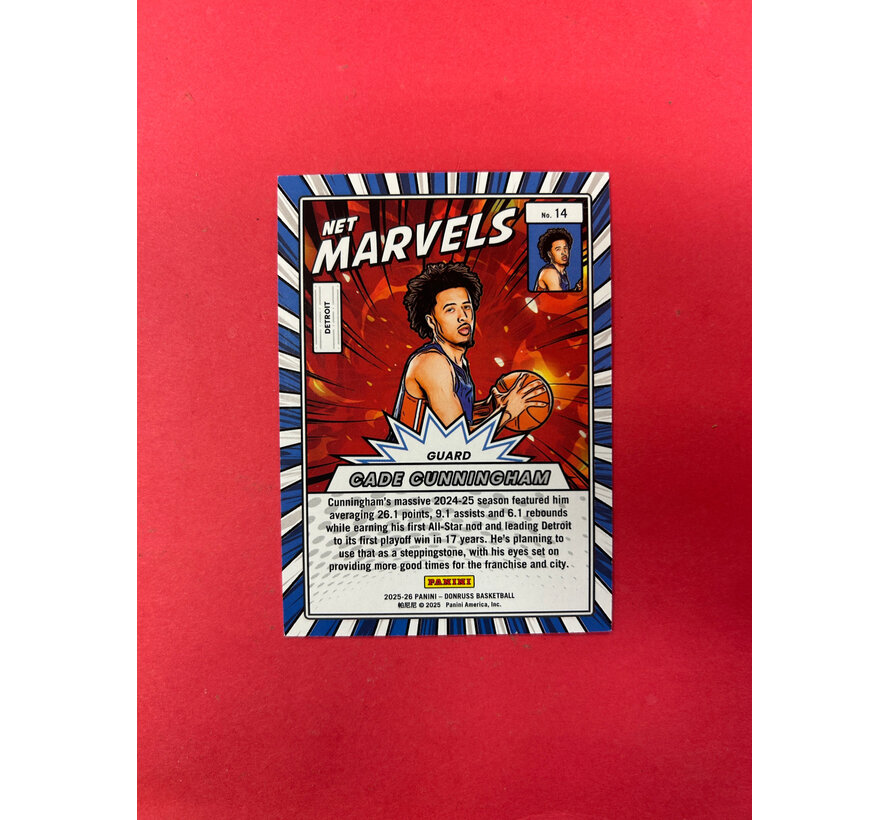 2025-26 PANINI DONRUSS CADE CUNNINGHAM NET MARVELS PURPLE /49