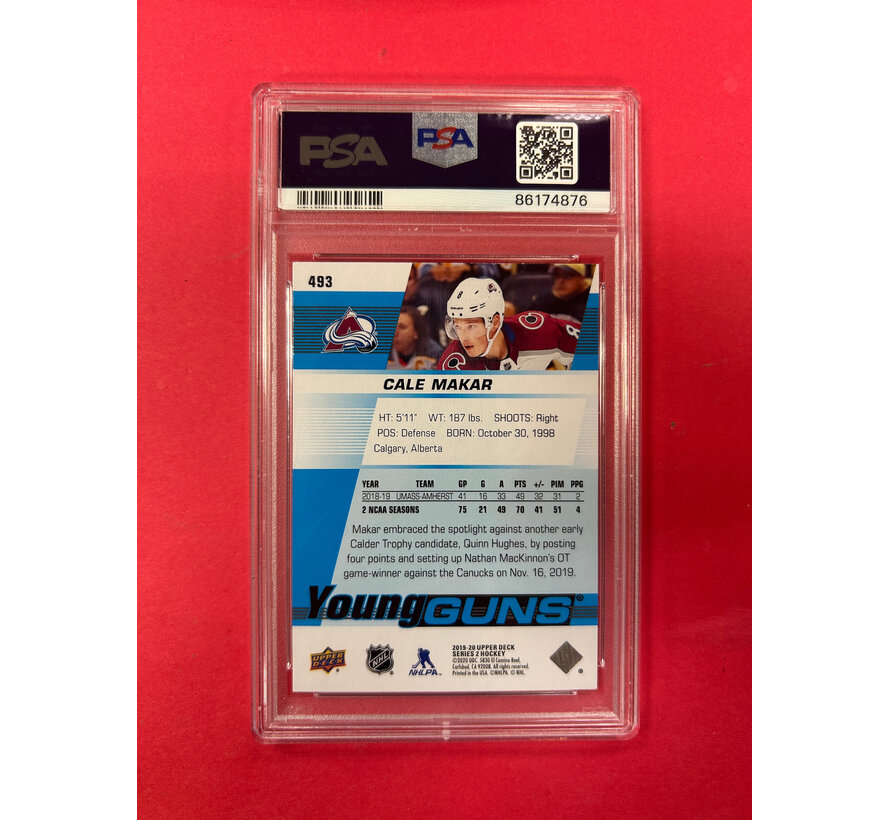 2019 UPPER DECK CALE MAKAR YOUNG GUNS PSA GRADED 9