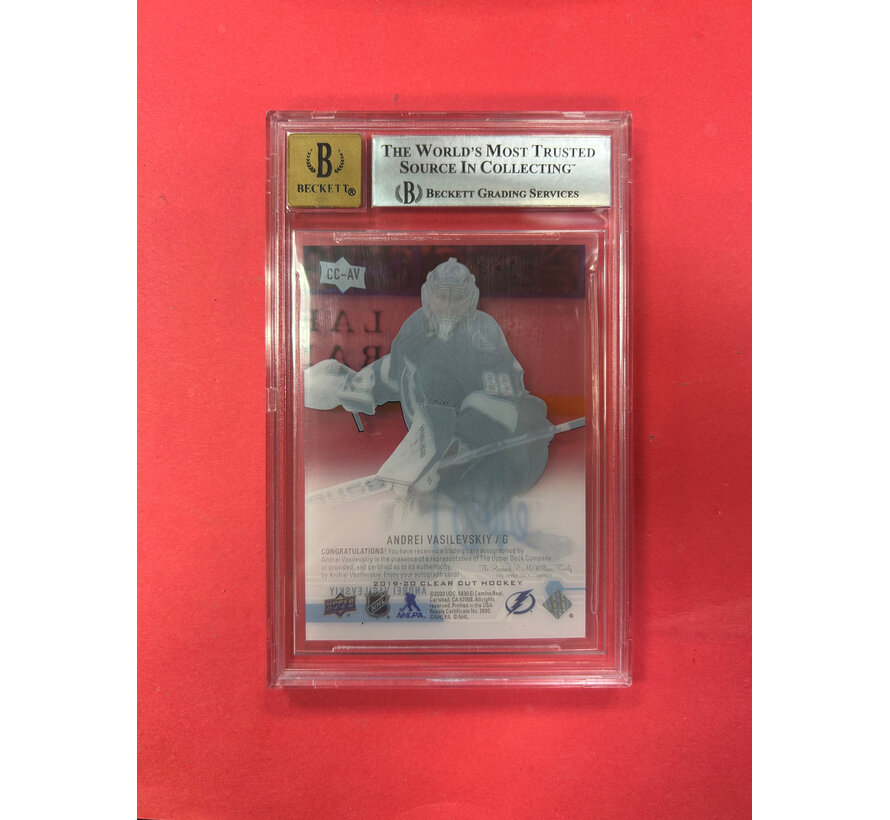 2019-20 UPPER DECK CLEAR CUT ANDREI VASIEVSKIY HIGH GLOSS AUTO /10 BGS GRADED 9/10