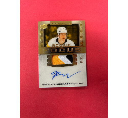 UPPER DECK 2024-25 UPPER DECK PREMIER RUTGER MCGROARTY ROOKIE FOCUS GOLD PATCH AUTO /49