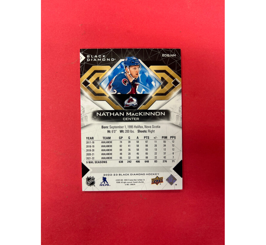 2022-23 UPPER DECK BLACK DIAMOND NATHAN MACKINNON SAPPHIRE /25