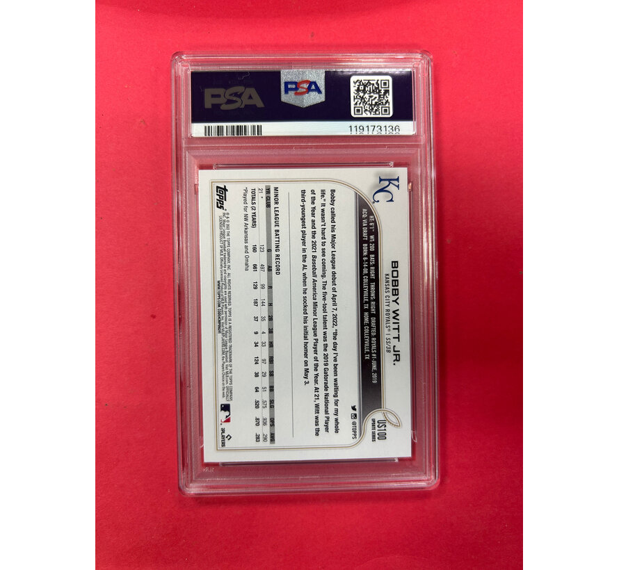2022 TOPPS UPDATE BOBBY WITT JR ROOKIE PSA GRADED 10