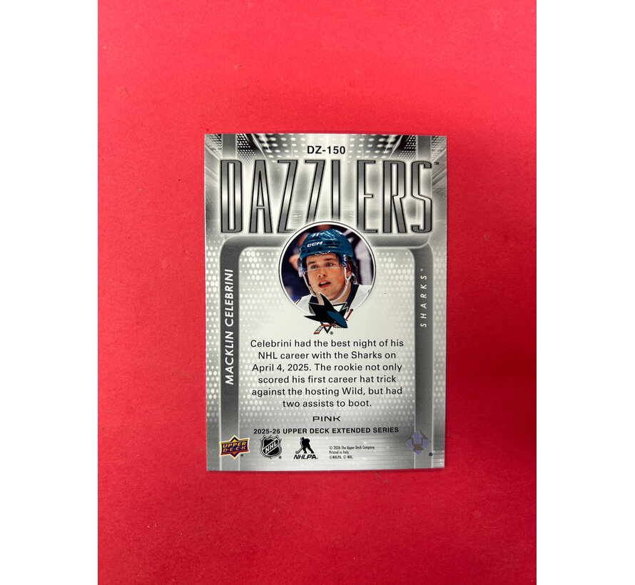 2025-26 UPPER DECK SERIES EXTENDED MACKLIN CELEBRINI PINK DAZZLER