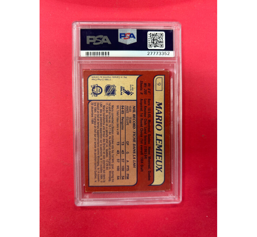 1985 O-PEE-CHEE MARIO LEMIEUX ROOKIE PSA GRADED 4