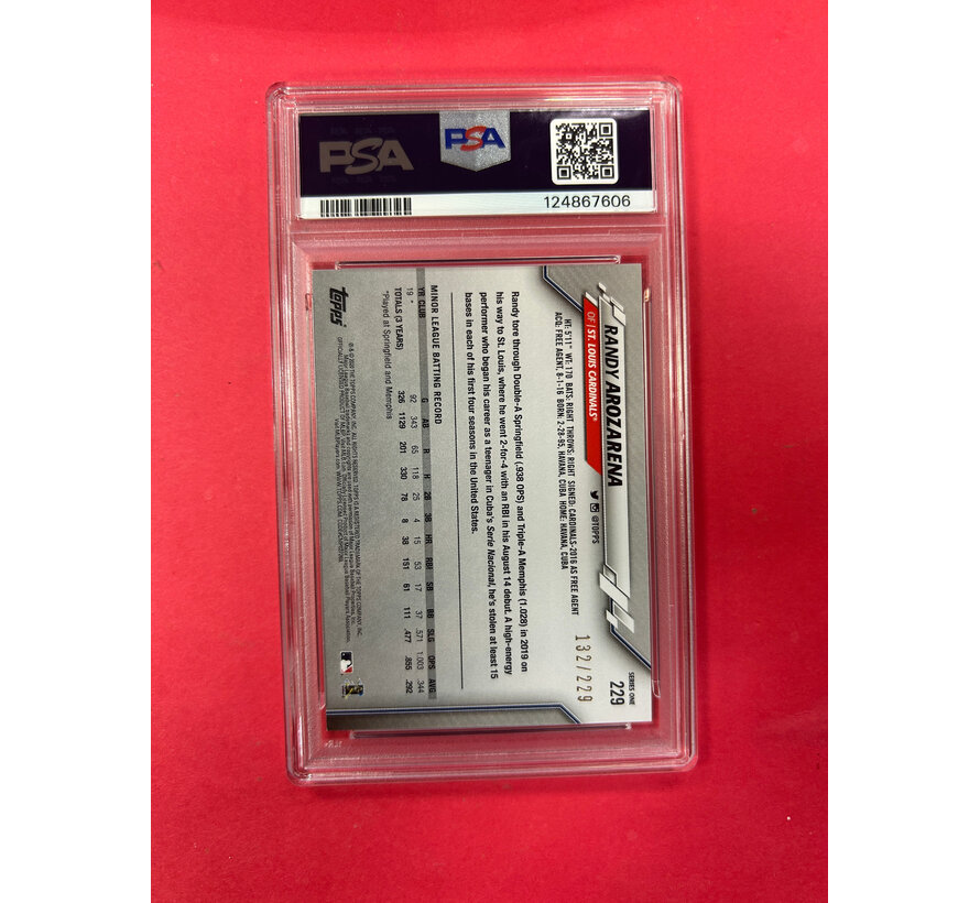 2020 TOPPS RANDY AROZARENA HOBBY FOILBOARD /229 PSA GRADED 9