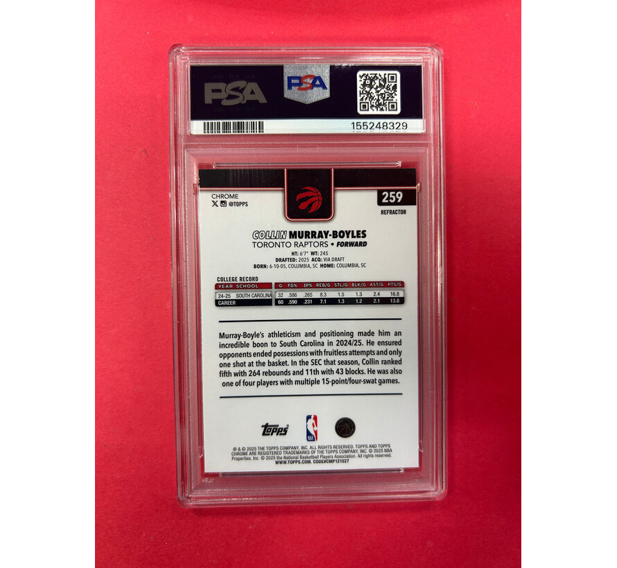 2025 TOPPS CHROME COLLIN MURRAY-BOYLES ROOKIE REFRACTOR PSA GRADED 8