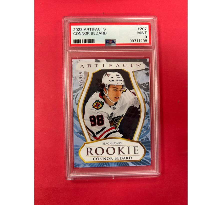 2023 UPPER DECK ARTIFACTS CONNOR BEDARD ROOKIE REDEMMED /999 PSA GRADED 9