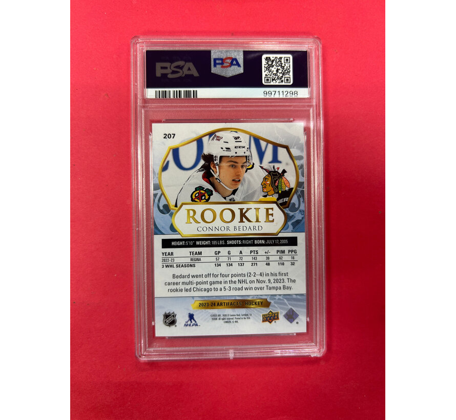 2023 UPPER DECK ARTIFACTS CONNOR BEDARD ROOKIE REDEMMED /999 PSA GRADED 9