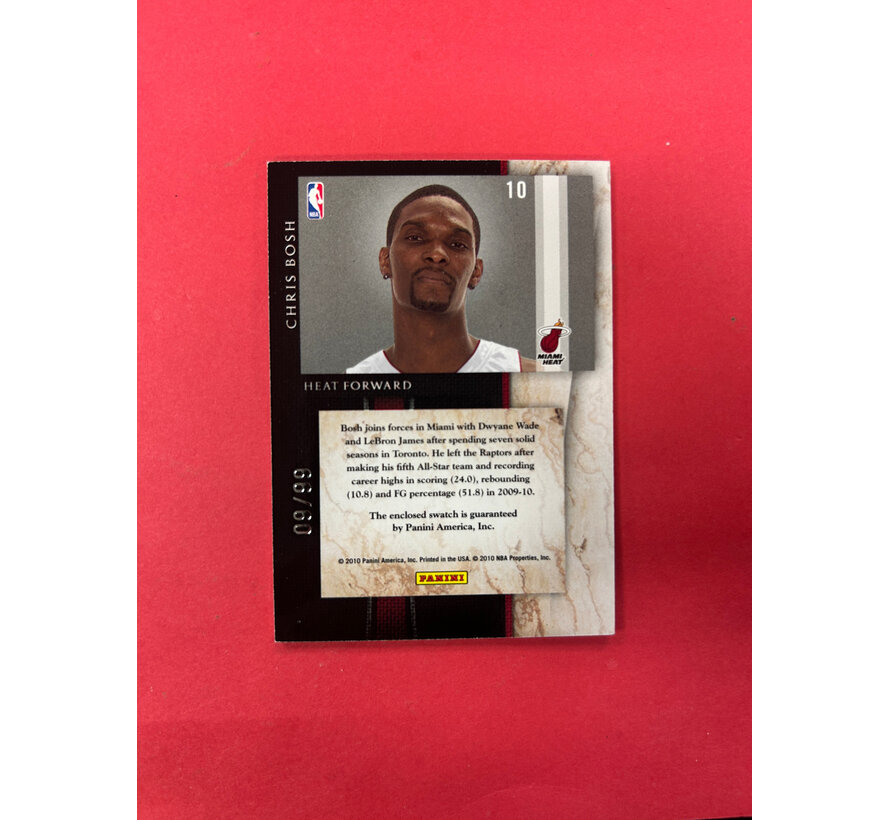 2010 PANINI LIMITED CHRIS BOSH NUMBER PATCH /99