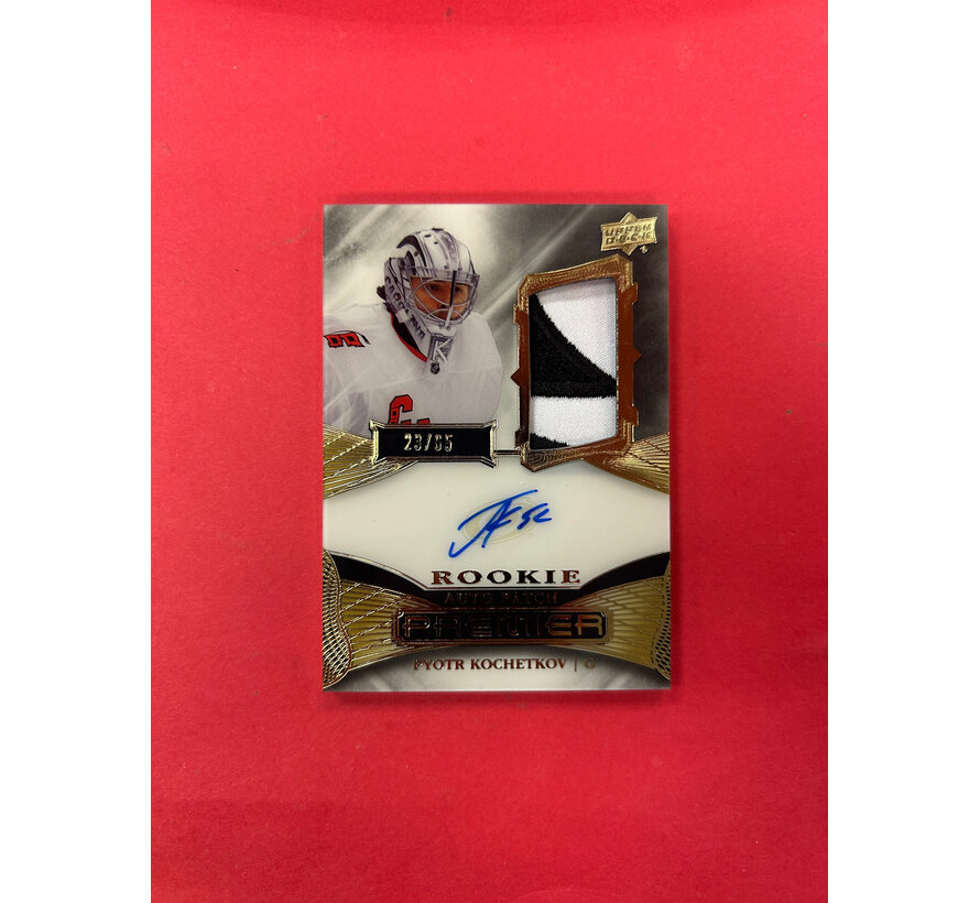 2022-23 UPPER DECK PREMIER PYOTR KOCHETKOV ROOKE AUTO PATCH GOLD /65