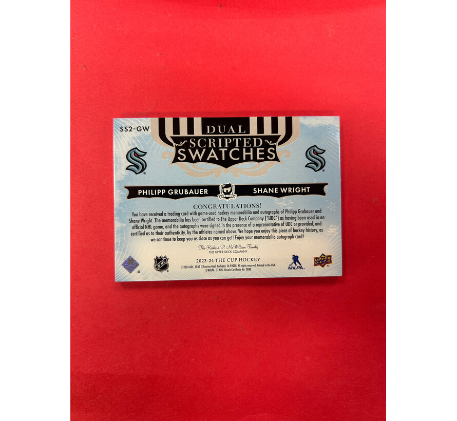 2023-24 UPPER DECK THE CUP DUAL SCRIPTED SWATCHES WRIGHT/GRUBAUER /15