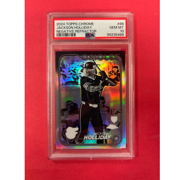 TOPPS 2024 TOPPS CHROME JACKSON HOLLIDAY NEGATIVE REFRACTOR ROOKIE PSA GRADED 10