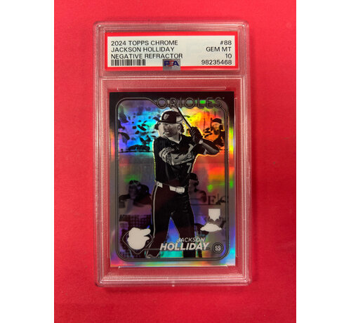 TOPPS 2024 TOPPS CHROME JACKSON HOLLIDAY NEGATIVE REFRACTOR ROOKIE PSA GRADED 10