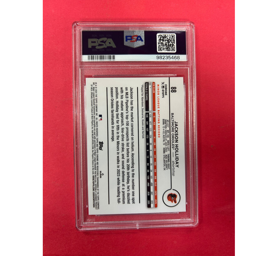 2024 TOPPS CHROME JACKSON HOLLIDAY NEGATIVE REFRACTOR ROOKIE PSA GRADED 10