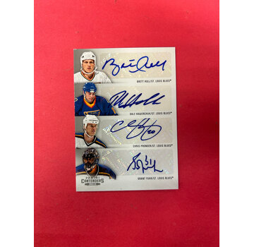 PANINI 2013-14 PANINI CONTENDERS HULL/HAWERCHUK/FUHR/PRONGER QUAD BLUES GREATS