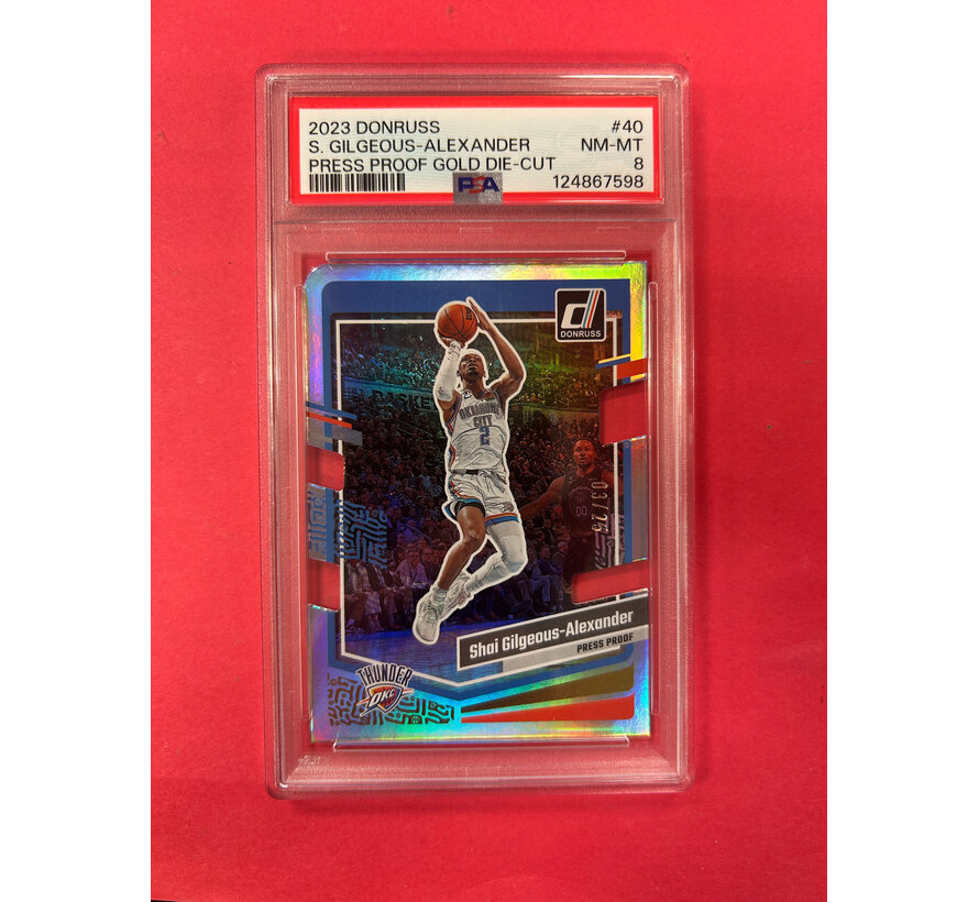 2023-24 PANINI DONRUSS SHAI GILGEOUS-ALEXANDER PRESS PROOF GOLD DIE CUT /25 PSA GRADED 8