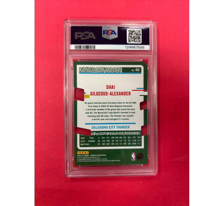 2023-24 PANINI DONRUSS SHAI GILGEOUS-ALEXANDER PRESS PROOF GOLD DIE CUT /25 PSA GRADED 8