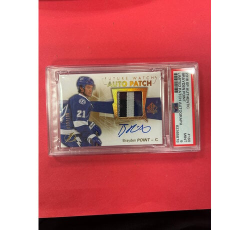 UPPER DECK 2016-17 UPPER DECK SP AUTHENTIC BRAYDEN POINT FUTURE WATCH AUTO PATCH /100 PSA GRADED 9