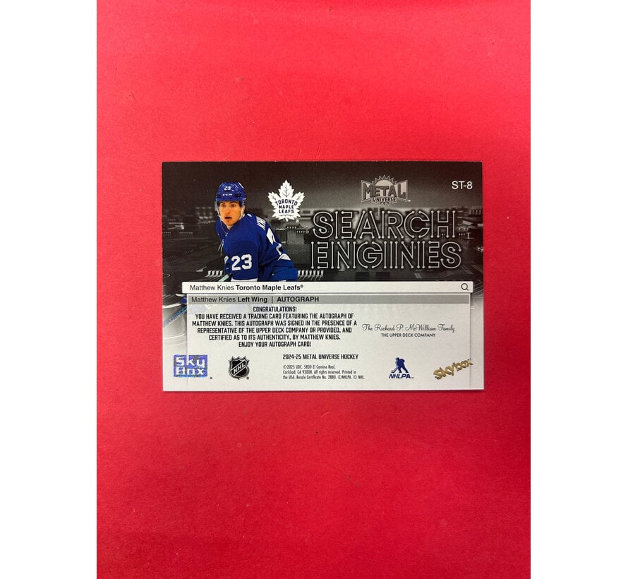 2024-25 METAL UNIVERSE MATTHEW KNIES SEARCH ENGINES AUTOGRAPH