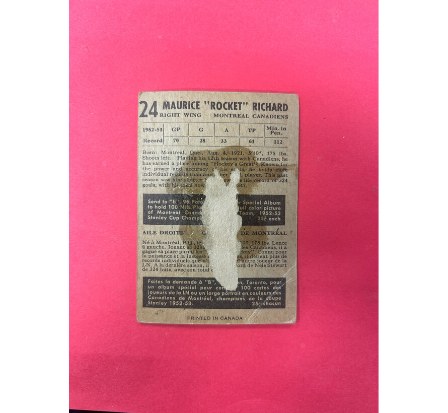 1953-54 PARKHURST MAURICE RICHARD #24 (2)