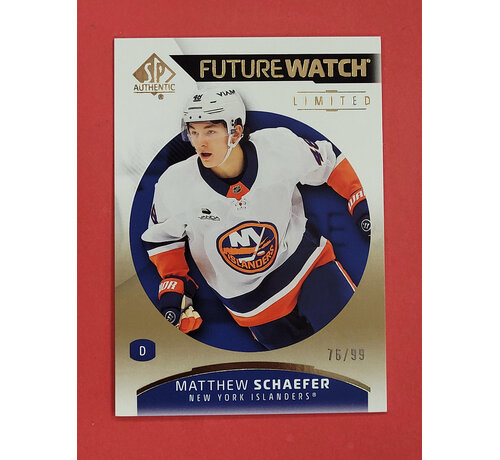 UPPER DECK 2025-26 UPPER DECK SP AUTHENTIC MATTHEW SCHAEFER FUTURE WATCH LIMITED GOLD /99