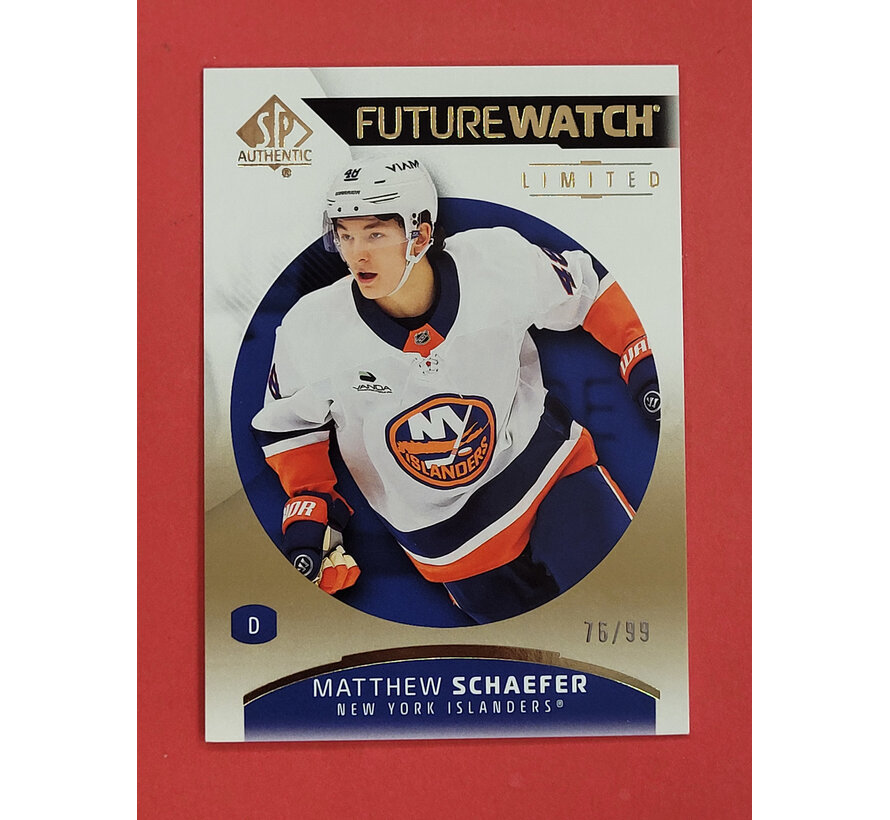 2025-26 UPPER DECK SP AUTHENTIC MATTHEW SCHAEFER FUTURE WATCH LIMITED GOLD /99