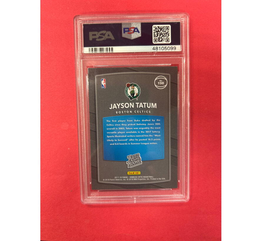 2017-18 PANINI DONRUSS OPTIC RATED ROOKIE JAYSON TATUM PSA 10 #198