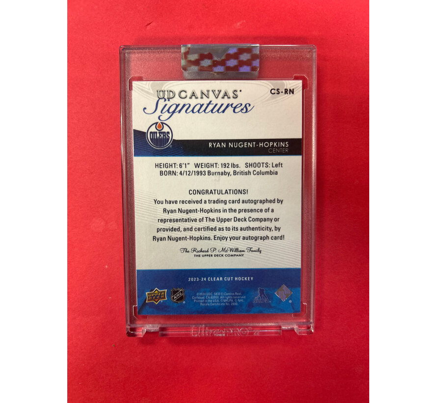 2023-24 UPPER DECK CLEAR CUT RYAN NUGENT HOPKINS UD CANVAS SIGNATURES