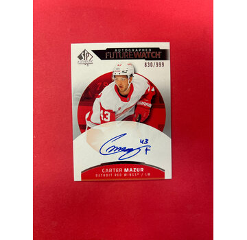 UPPER DECK 2025-26 SP AUTHENTIC CARTER MAZUR FUTURE WATCH AUTO /999
