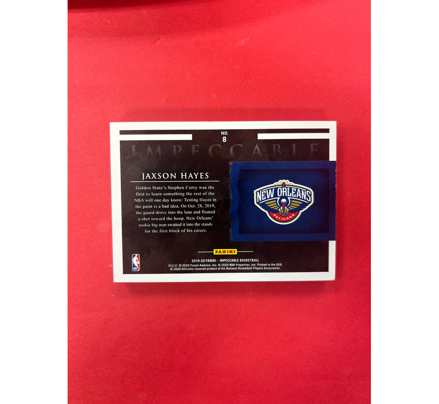 2019 PANINI IMPECCABLE JAXSON HAYES SILVER TROY OUNCE /25
