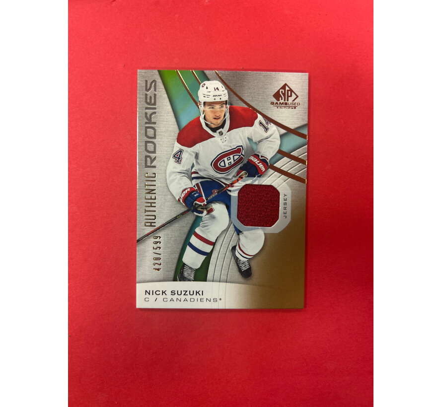 2019-20 SP GAME USED NICK SUZUKI AUTHENTIC ROOKIES /599 JERSEY