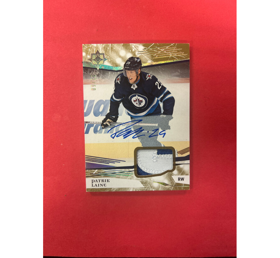 2017-18 UPPER DECK ULTIMATE PATRIK LAINE PATCH AUTO /10
