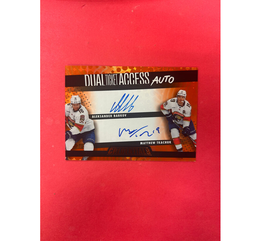 2025-26 UPPER DECK CREDENTIALS DUAL ACCESS TICKET AUTO TKACHUK/BARKOV AUTOS /5