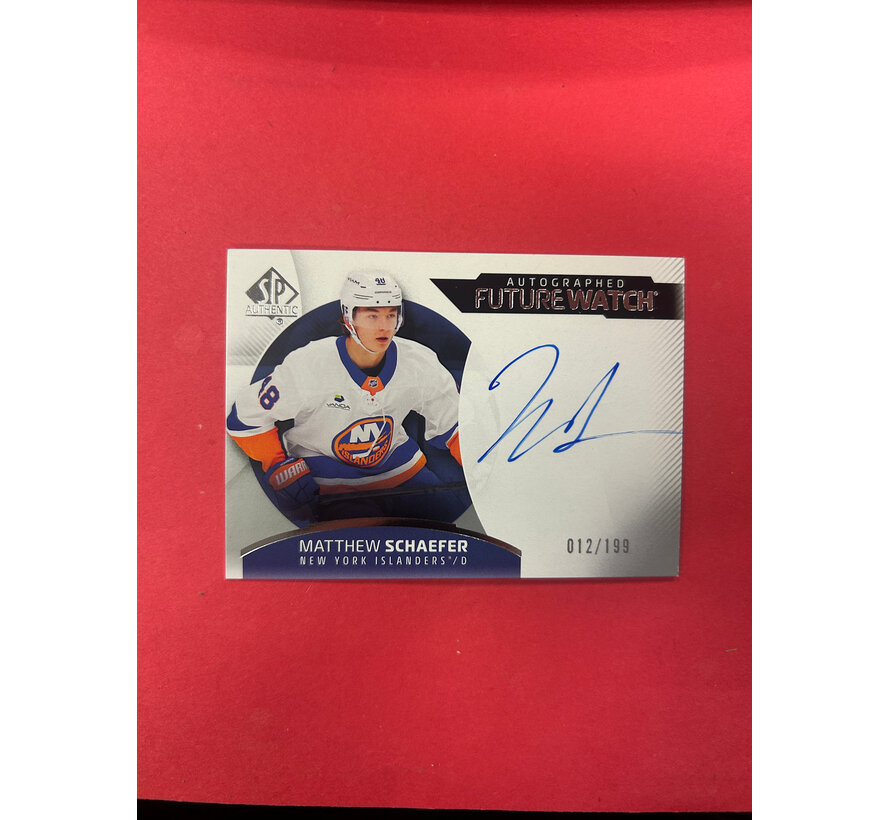 2025-26 SP AUTHENTIC MATTHEW SCHAEFER FUTURE WATCH AUTOGRAPH HORIZONTAL /199