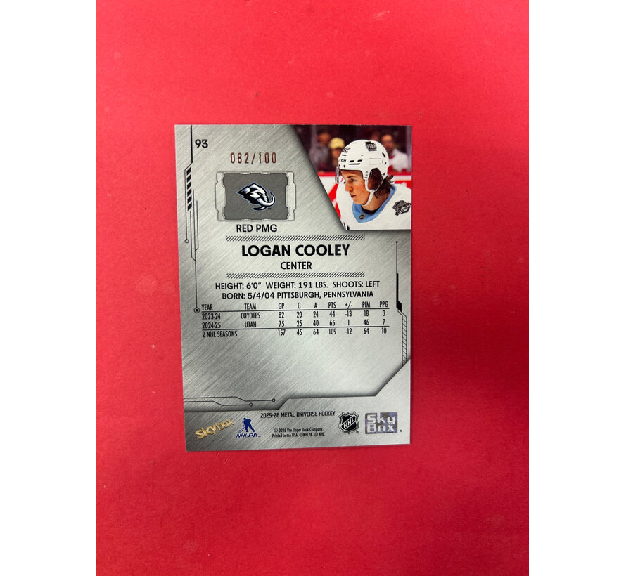 2025-26 UPPER DECK METAL UNIVERSE LOGAN COOLEY PRECIOUS METAL GEMS /100