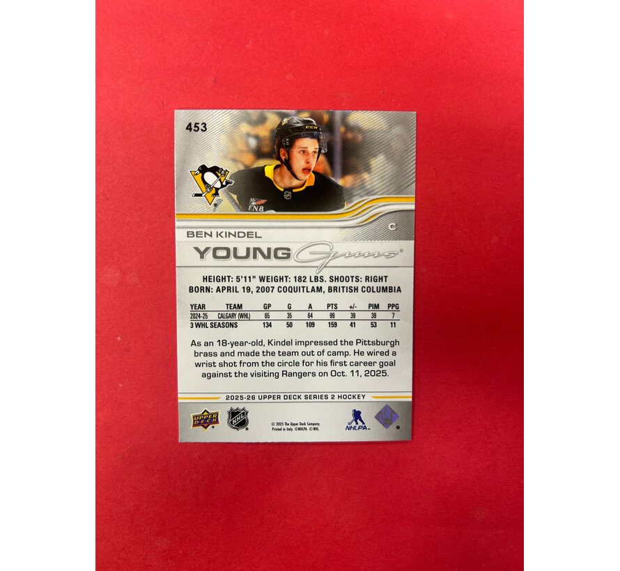 2025-26 UPPER DECK SERIES 1 BEN KINDEL YOUNG GUNS