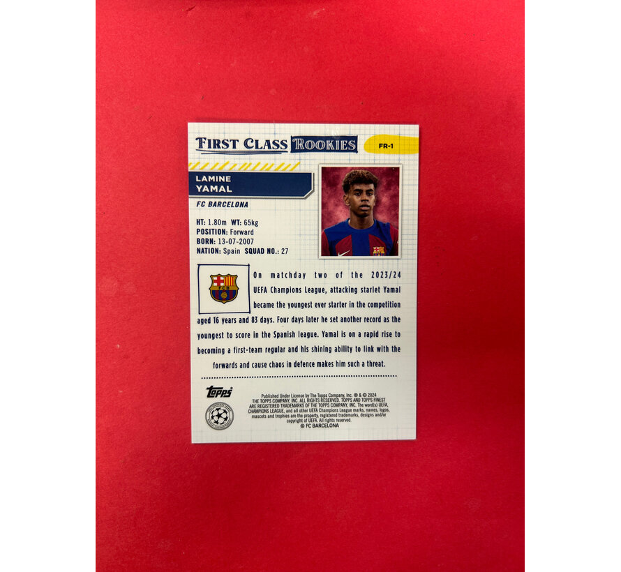 2024 TOPPS FINEST SOCCER LAMINE YAMAL FIRST CLASS ROOKIES BLUE /150