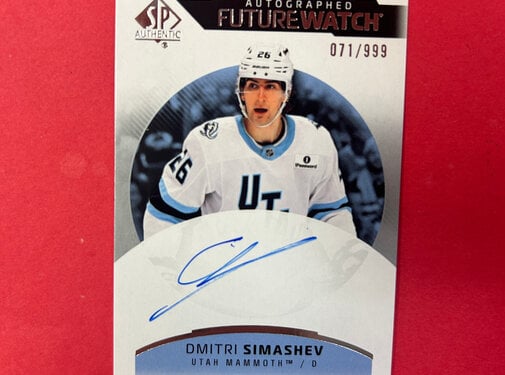 UPPER DECK 2025-26 SP AUTHENTIC DIMITRI SIMASHEV FUTURE WATCH AUTOGRAPH /999
