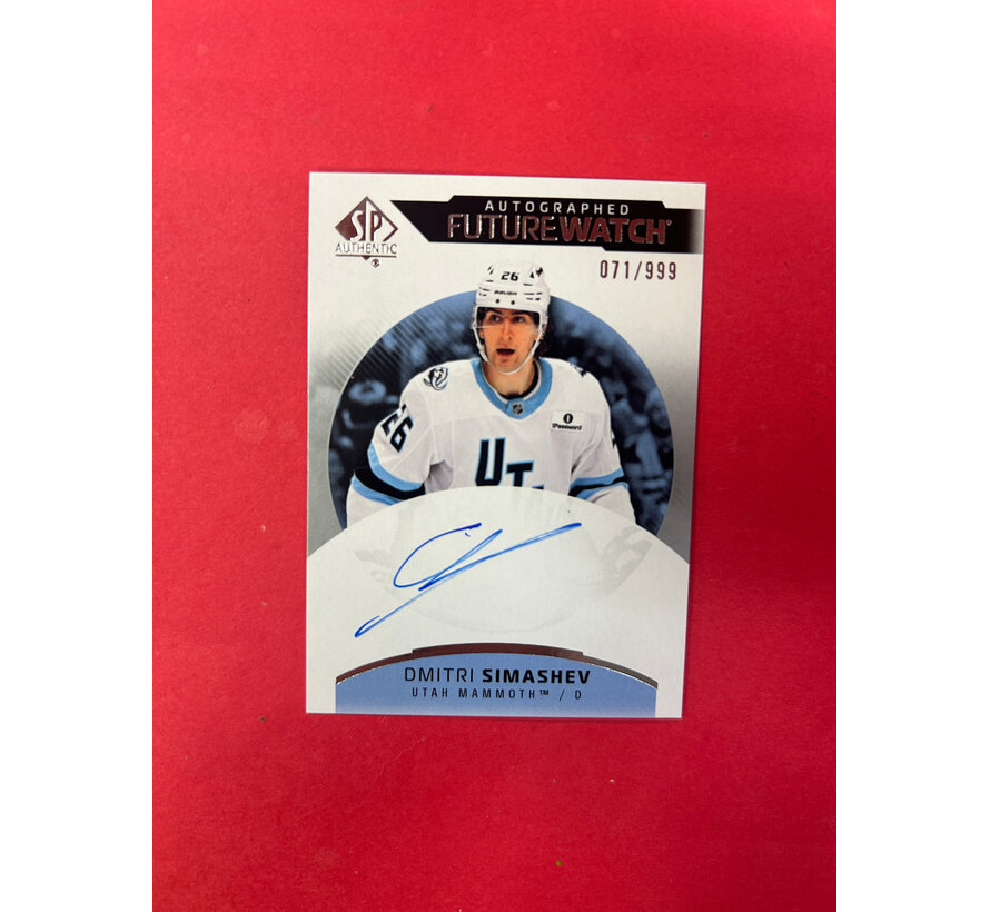 2025-26 SP AUTHENTIC DIMITRI SIMASHEV FUTURE WATCH AUTOGRAPH /999