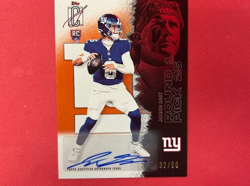 TOPPS 2025 TOPPS SIGNATURE CLASS JAXSON DART SIGNATURE ROOKIES  ORANGE /50