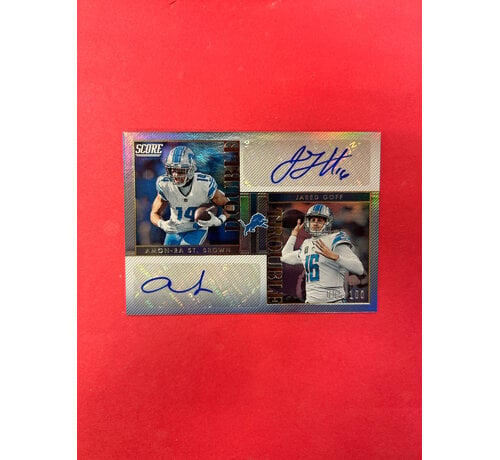PANINI 2023 PANINI SCORE DOUBLE TROUBLE GOFF/ST.BROWN AUTOGARPHS /100