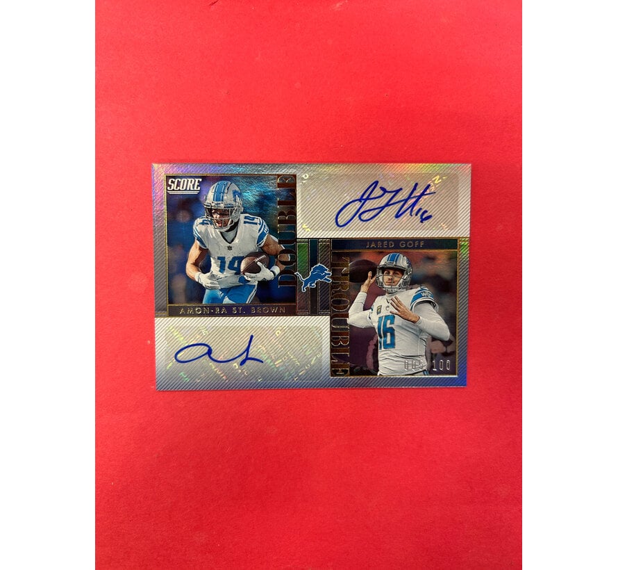 2023 PANINI SCORE DOUBLE TROUBLE GOFF/ST.BROWN AUTOGARPHS /100
