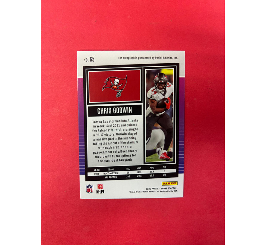 2022 PANINI SCORE CHRIS GODWIN AUTOGRAPH