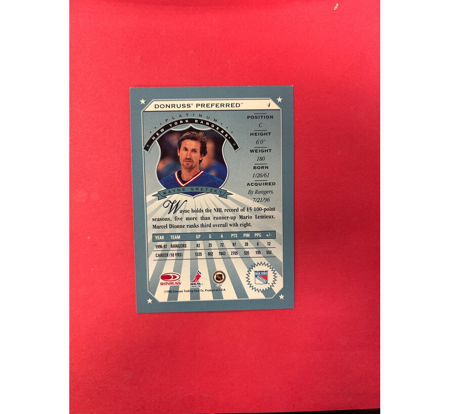 1998 DONRUSS PREFERRED WAYNE GRETZKY PLATINUM