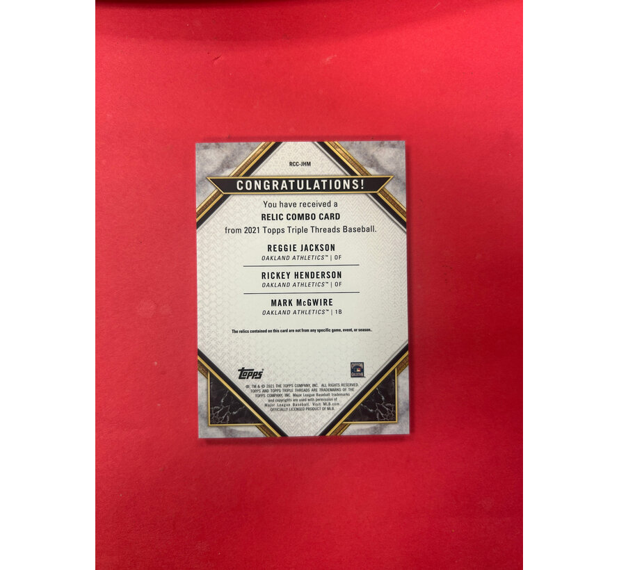 2021 TOPPS TRIPLE THREADS JACKSON/HENDERSON/MCGWIRE /9