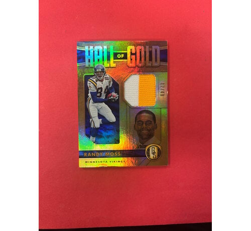 PANINI 2020 PANINI GOLD STANDARD RANDY MOSS HALL OF GOLD JERSEY /49
